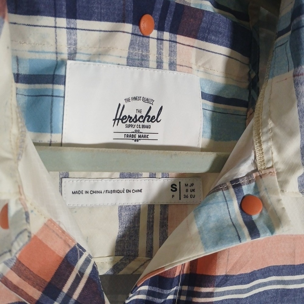 Herschel Supply Co Jacket Packable Snap Windbreaker Shacket Men's Small Plaid LS - Picture 9 of 10